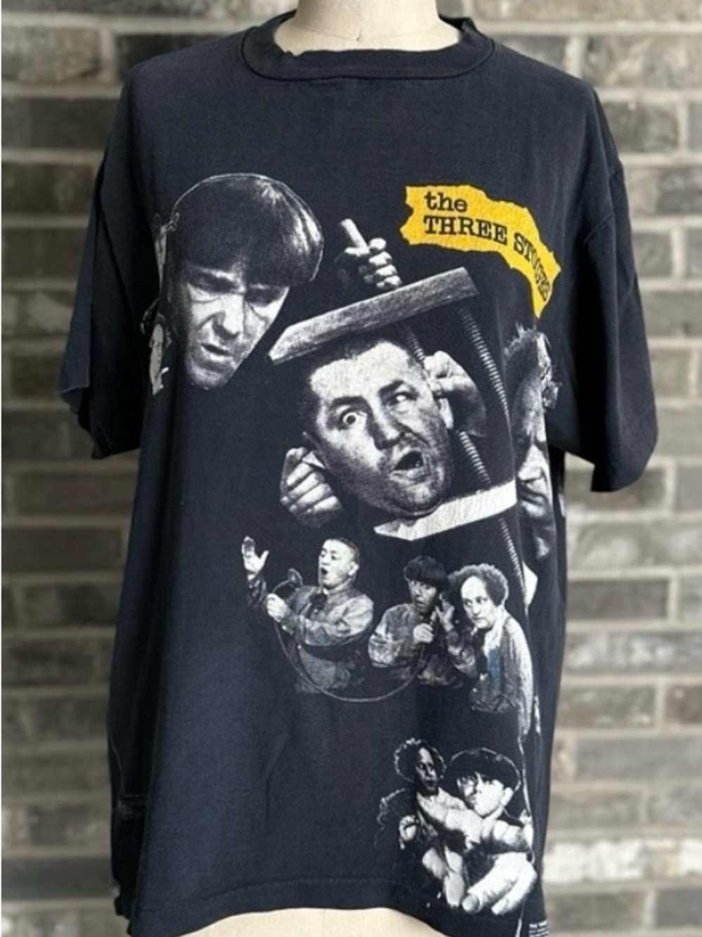 Vintage 1991 Three Stooges All Over Print T Shirt Single Stitch USA Large AOP